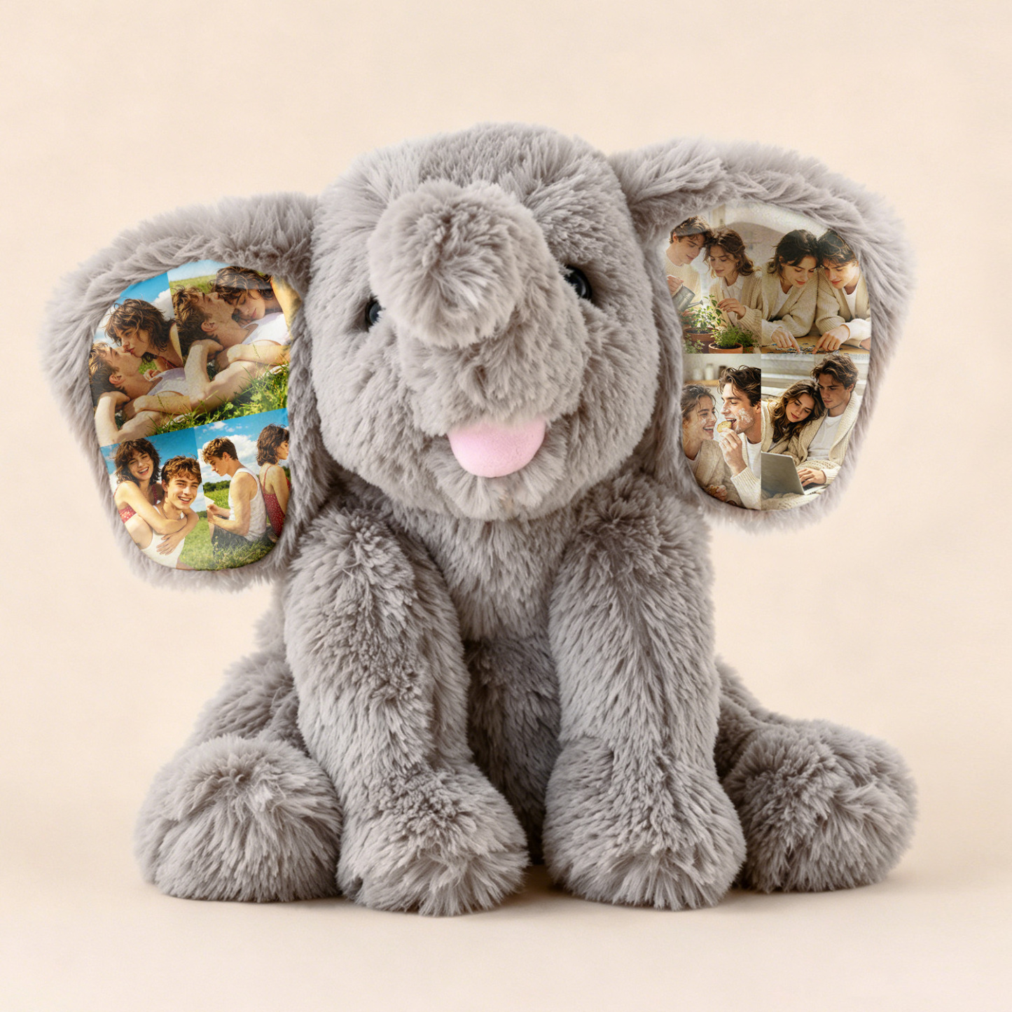 Custom Photo Elephant Plush – Personalized Ear Picture Elephant Gift for Couples Anniversary Gifts - MyPhotoSocksAu