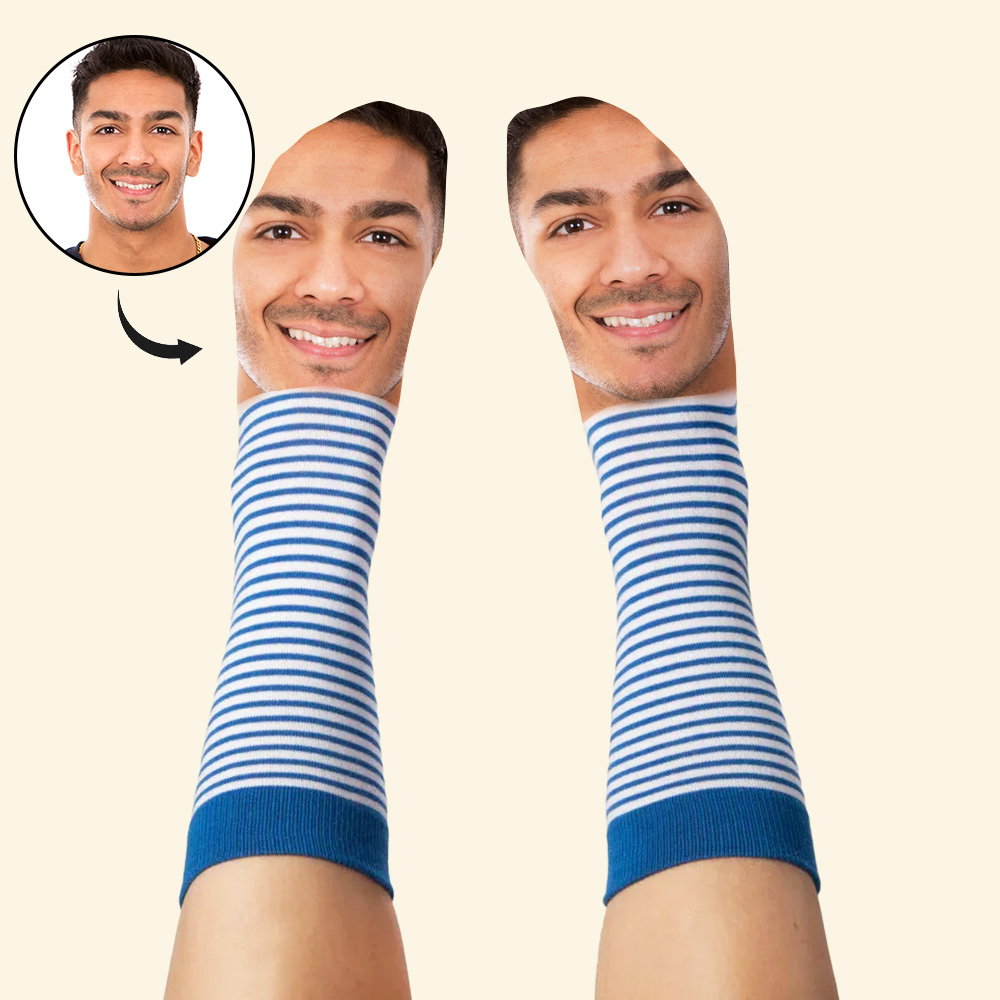 Custom Face Funny Socks Cartoon Style Photo Gifts for Him Her - MyPhotoSocksAu