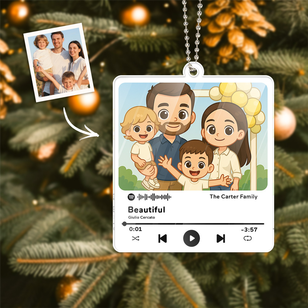 Christmas Gifts Custom Acrylic Car Ornament Bag Chrams Custom Shaped Gift For Dad Mom - MyPhotoSocksAu