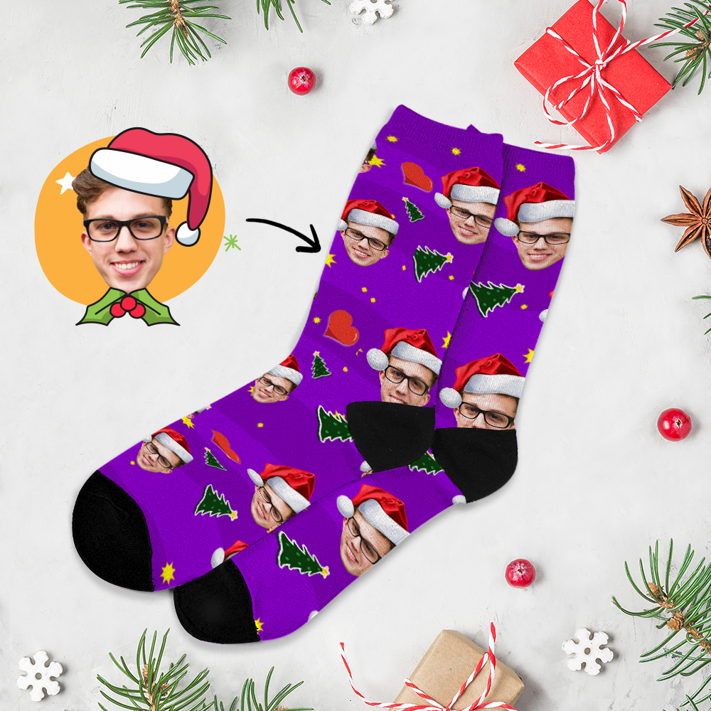 Custom Chrismas Full Face Photo Printed Socks Personalized Custom Designs Best Gift Idea for Xmas - MyPhotoSocksAu