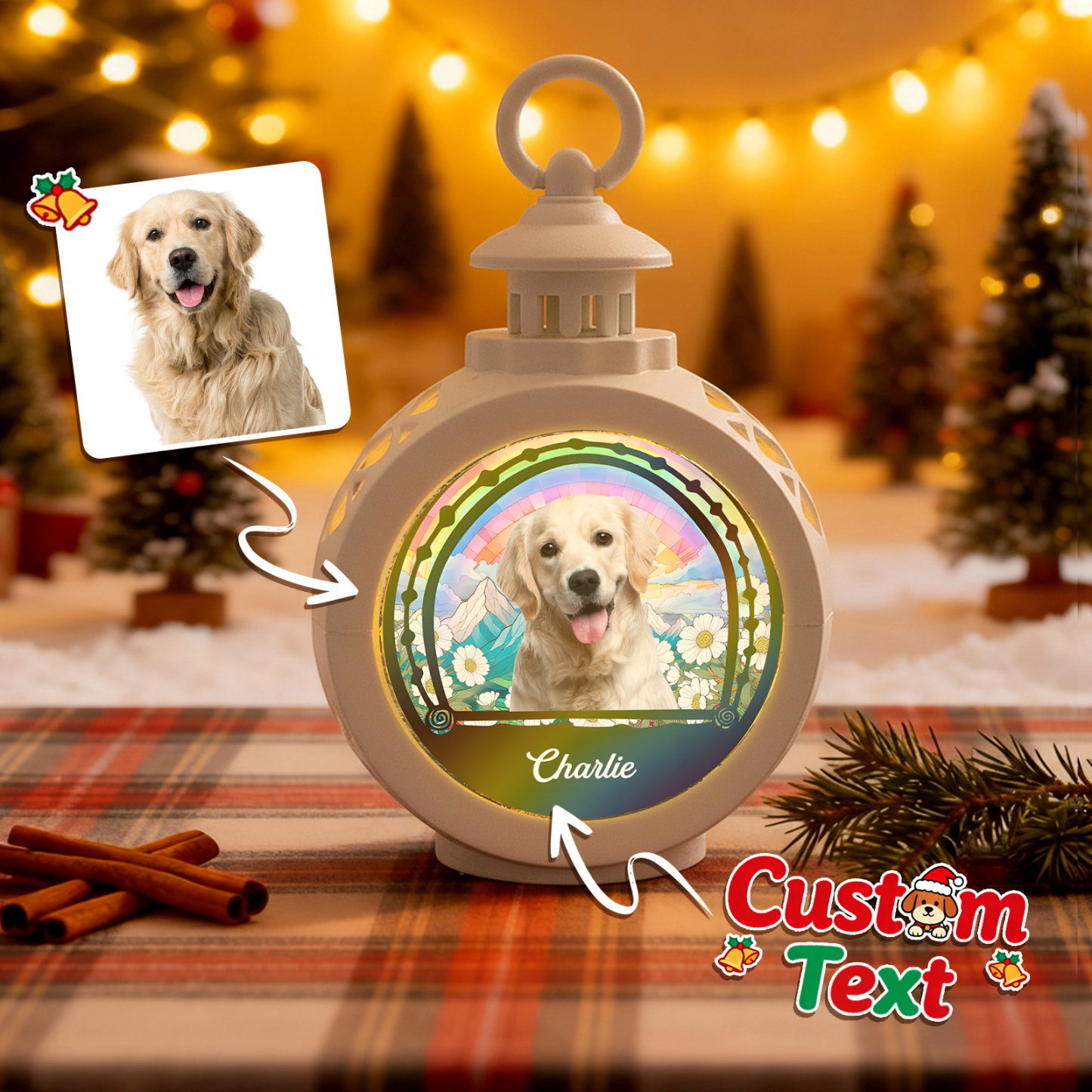 Beside You - Personalized Custom 3D Effect Christmas Lantern - MyPhotoSocksAu