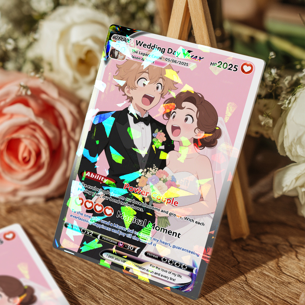 Personalized Poke Card Customize Anime Acrylic Card for Couple Legendary Card Ornament Anniversary Gift - MyPhotoSocksAu