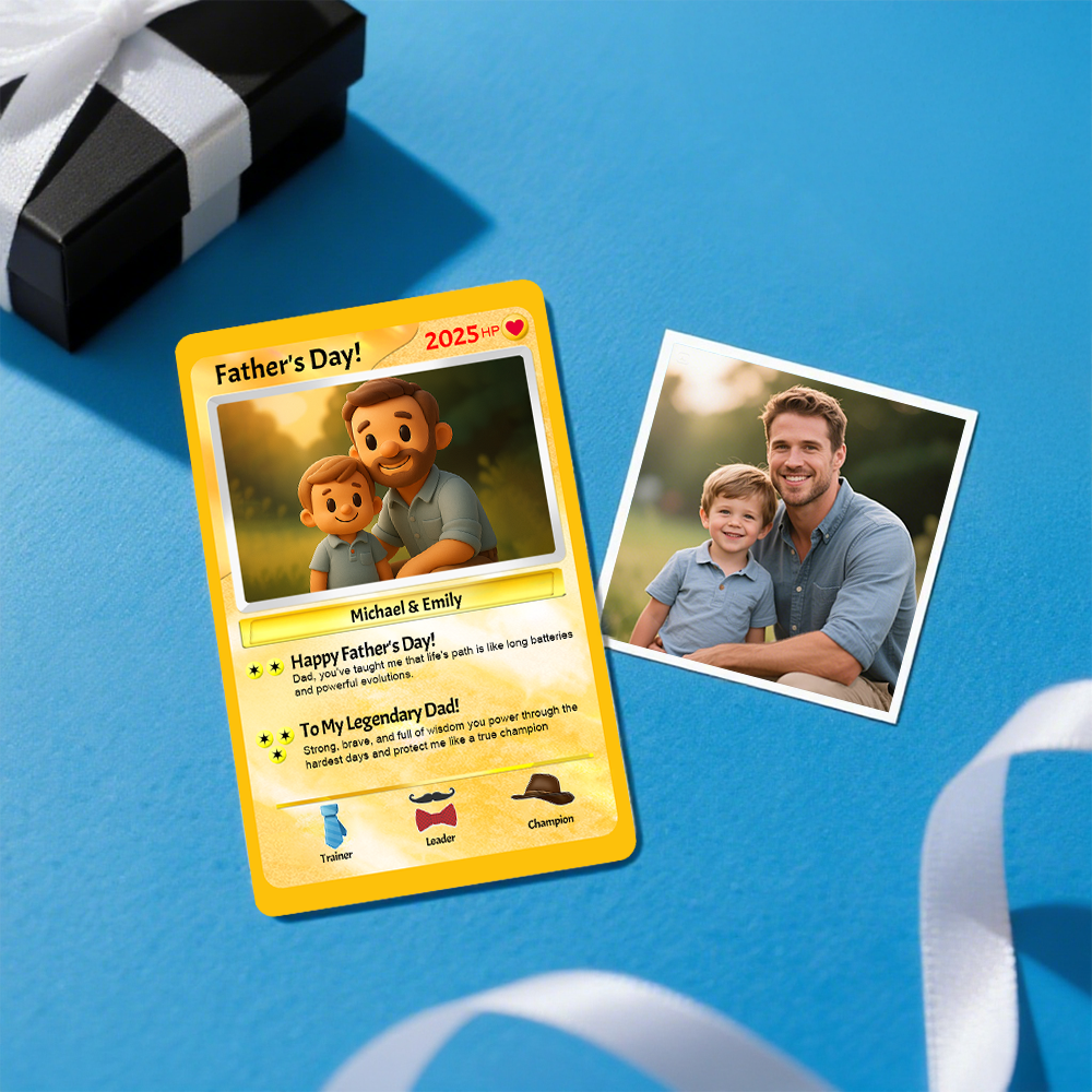 Personalized Poke Card Cartoon Photo Fathers Day Card Custom Text and Photo Poke Card Gift For Dad Poke Present - MyPhotoSocksAu