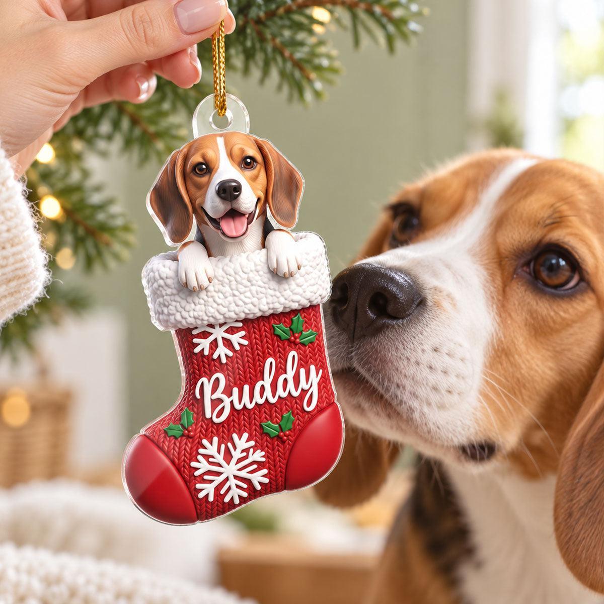 Custom Dog Cat Pet Stocking - Personalized Acrylic Ornament - Christmas Gift for Dog Cat Mom - MyPhotoSocksAu