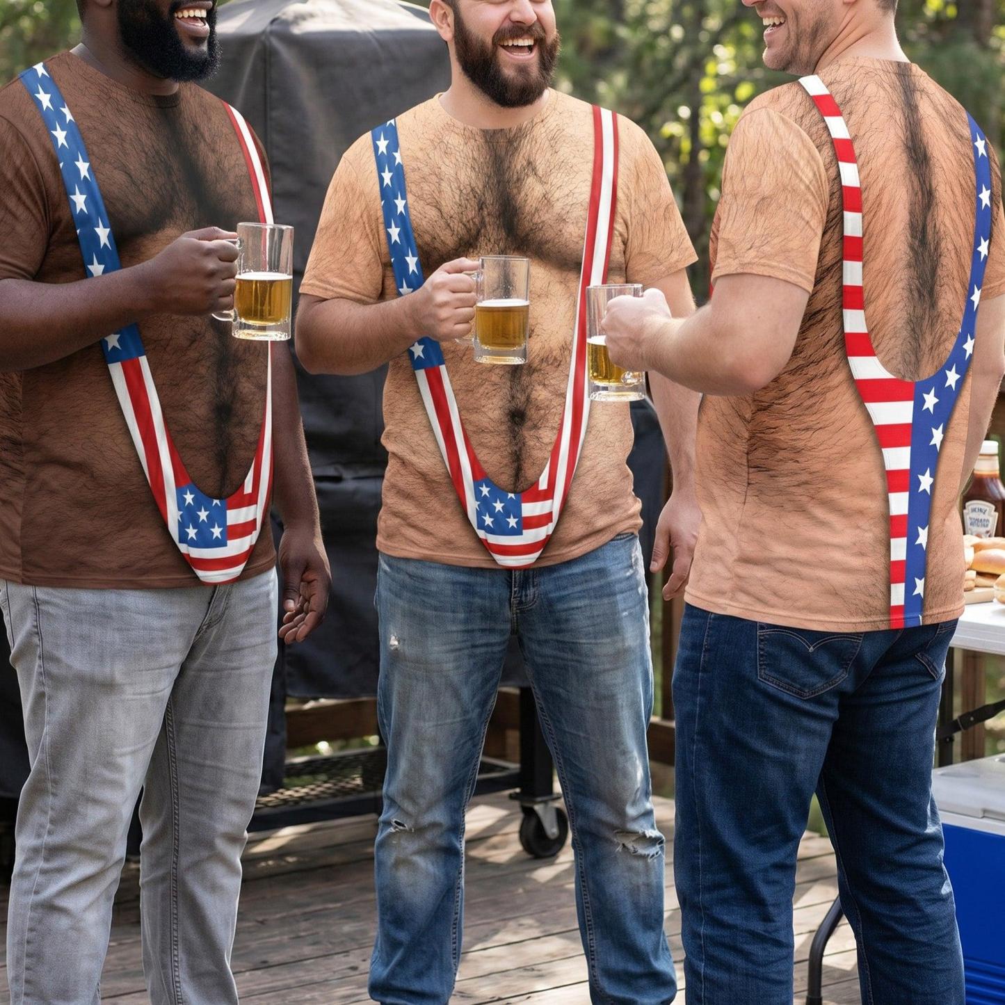 3D Hairy Body Swimsuit For For Men, Funny Patriotic - Personalized Shirt - MyPhotoSocksAu