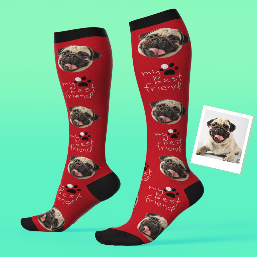Custom Face Compression Socks Personalized Knee-High Socks My Best Friend Pet Face Socks - MyPhotoSocksAu