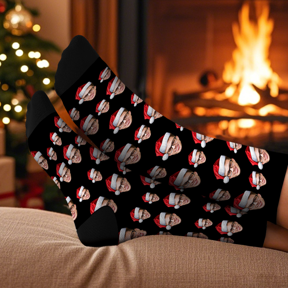 Custom Chrismas Full Face Photo Printed Socks Personalized Custom Designs Best Gift Idea for Xmas - MyPhotoSocksAu