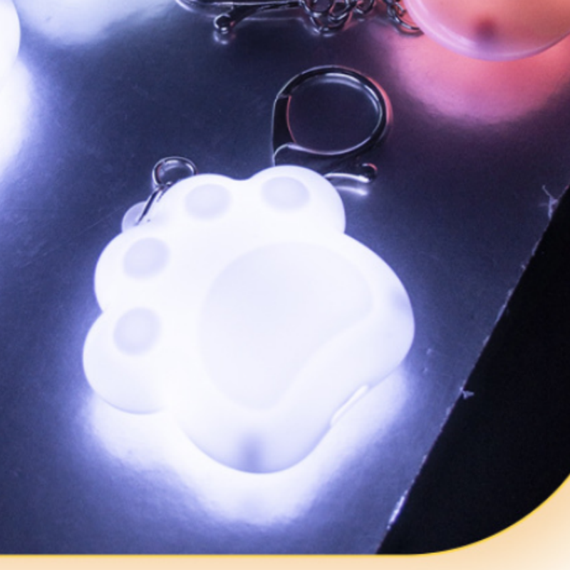 Cute Cat Paw Light Keychain Rechargeable Mini Bag Charm with Double Chain White Cat Paw Design - MyPhotoSocksAu