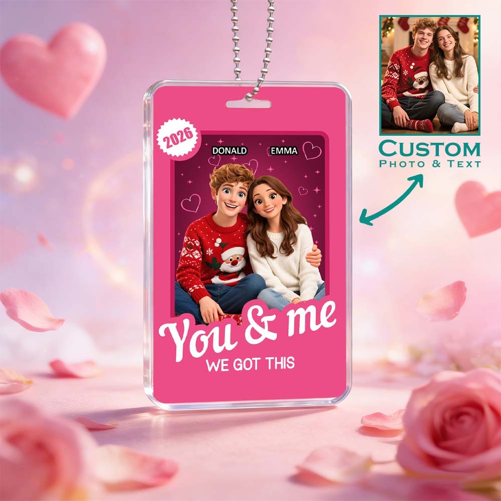Custom Valentine's Day Gifts Personalized Acrylic Car Hanger Gift Packaging Style Art Gift for Lover 2D Printed Flat Design - MyPhotoSocksAu