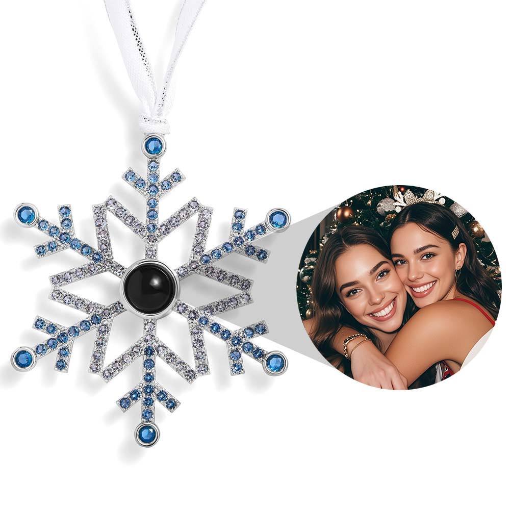 Custom Pearl Snowflake Silver Photo Ornament Projection Ornament Christmas Gifts - MyPhotoSocksAu