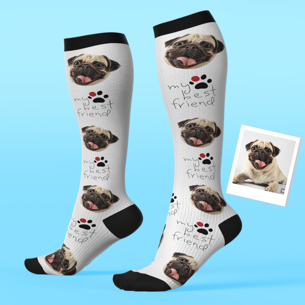 Custom Face Compression Socks Personalized Knee-High Socks My Best Friend Pet Face Socks - MyPhotoSocksAu