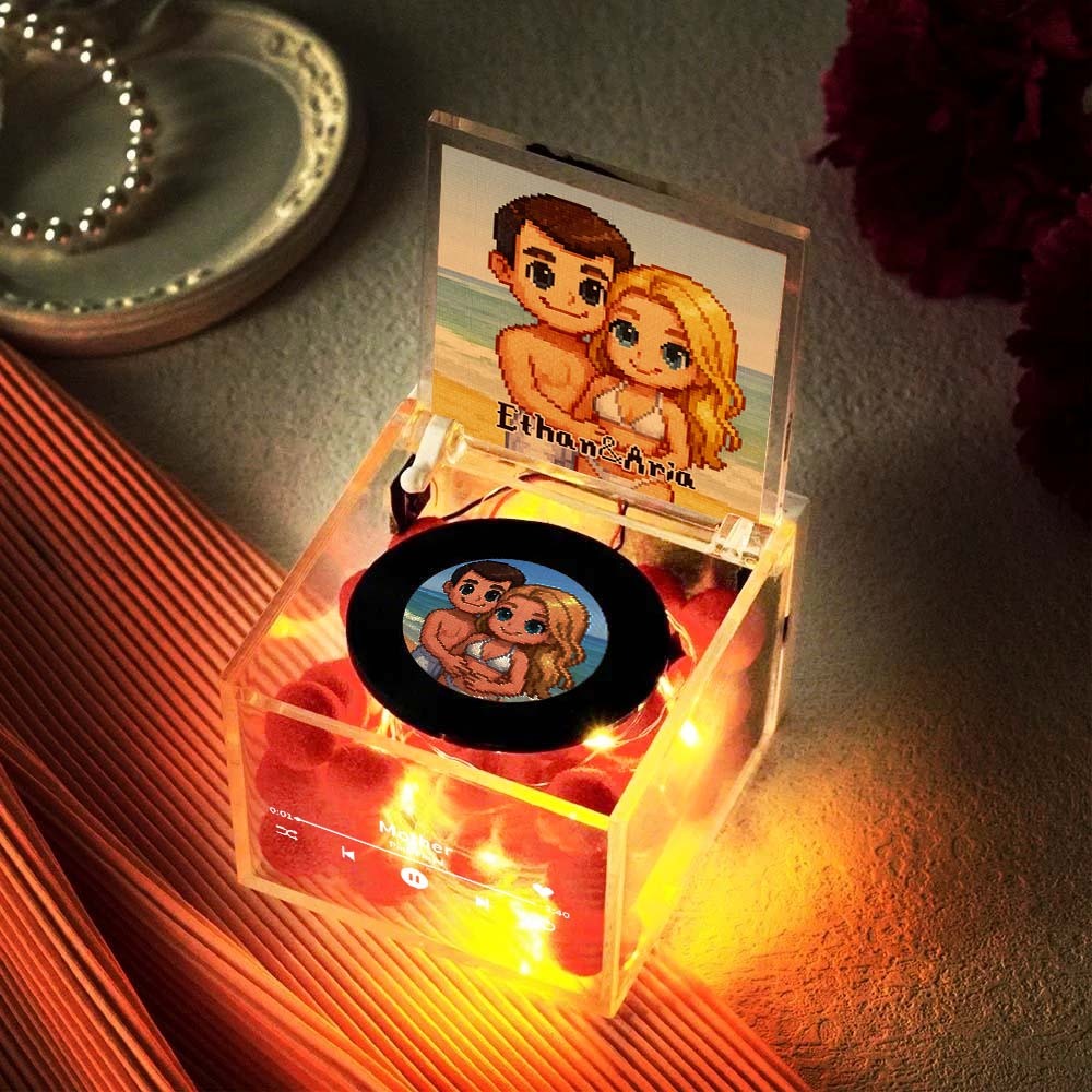 Custom Mini Vinyl Record Player Anime Photo Automatic Music Player Personalized Gifr For Lover - MyPhotoSocksAu
