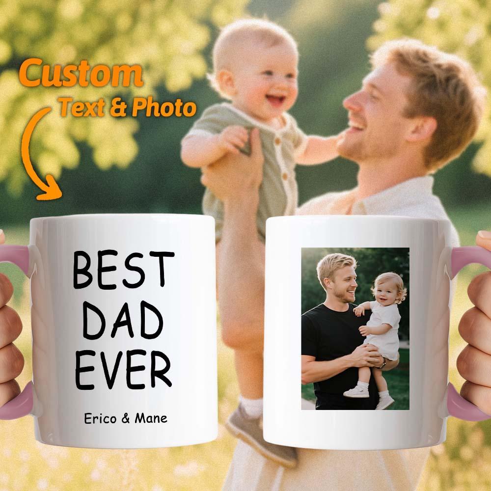 Father's Day Gift Custom Mug Add Your Photo & Text Blue Mug Best Dad Ever Gift Idea - MyPhotoSocksAu