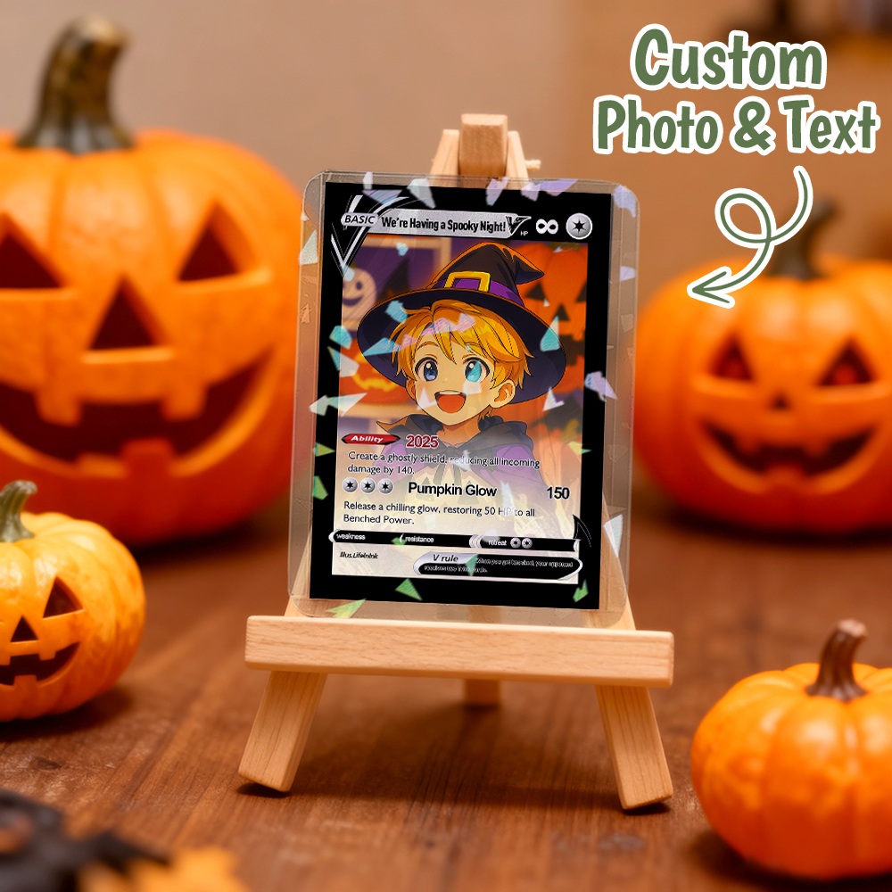 Custom Halloween Trading Card Turn Your Pet into a Spooky Poke Card Personalized Pet Halloween Gift - MyPhotoSocksAu