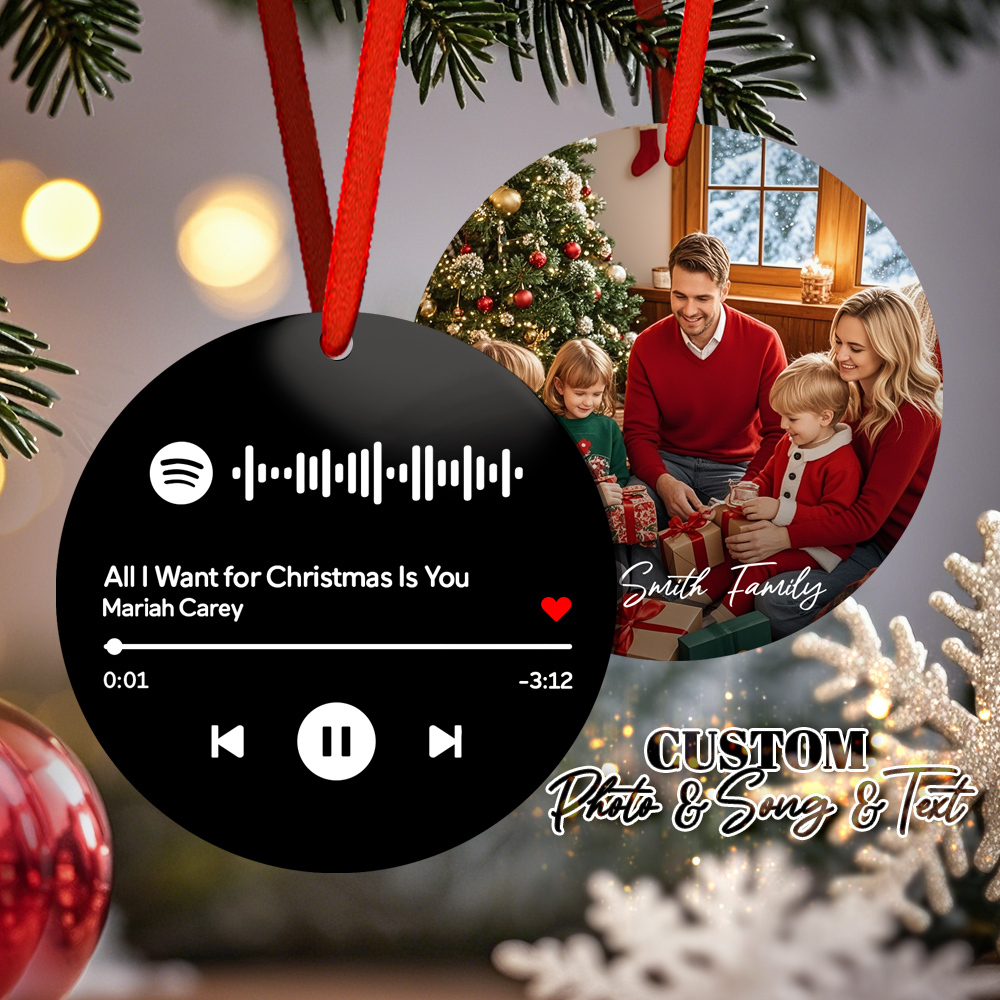 Custom Scannable Spotify Code Ornaments Photo Hanging Ornament Engraved Custom Music Song Ornament Valentine Gift - MyPhotoSocksAu