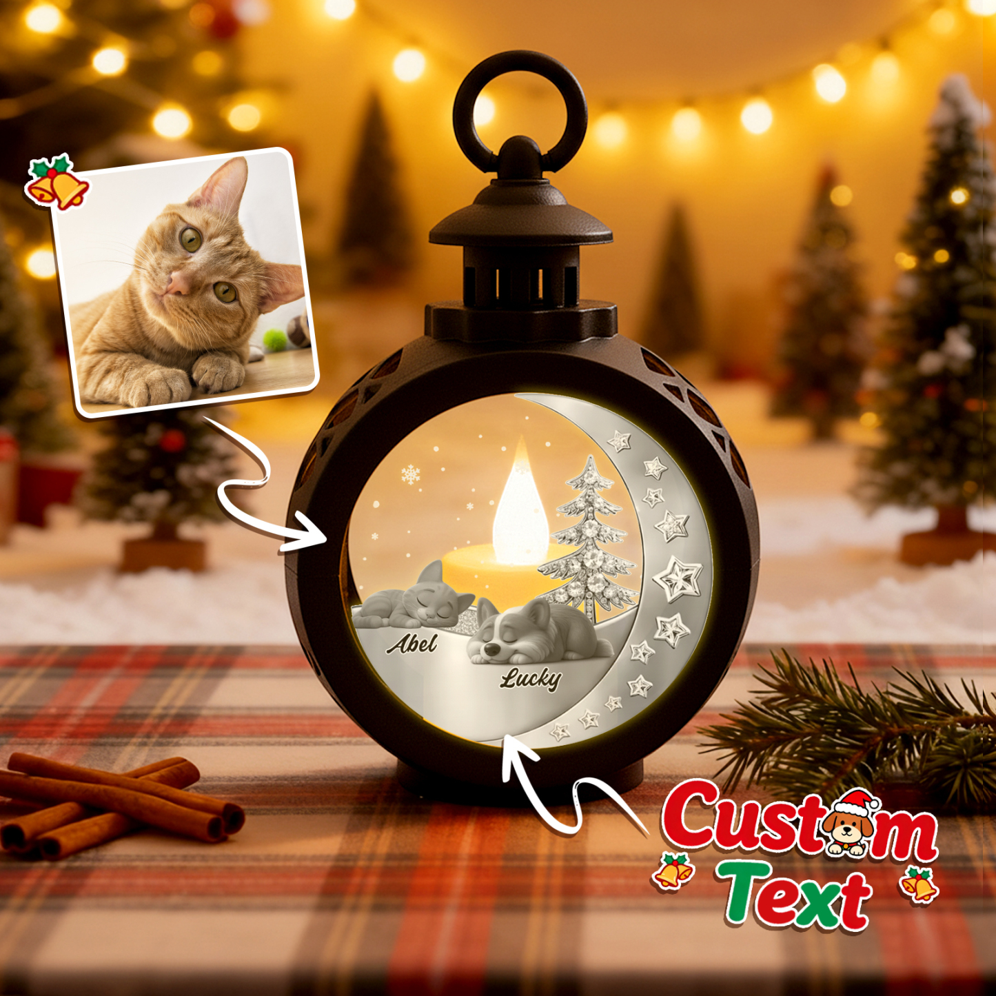 Beside You - Personalized Custom 3D Effect Christmas Lantern - MyPhotoSocksAu