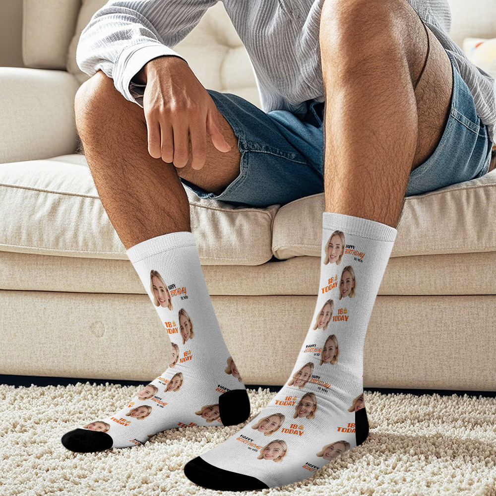 Personalized Face Socks Age and Face Socks Birthday Gift Idea Happy Birthday To You - MyPhotoSocksAu
