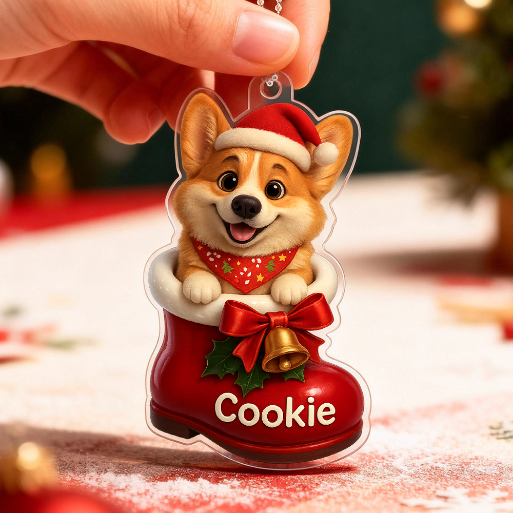 Custom Acrylic Car Hanger Pet Love In Stocking Christmas Gifts for Cute Pets Cats Xmas Lovely Gift In Memory of Your Pets Existence - MyPhotoSocksAu