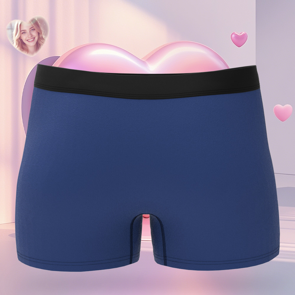 Custom Face Men's Boxer Let Me See Style Blue Underwear Gifts Birthday Gifts For Him