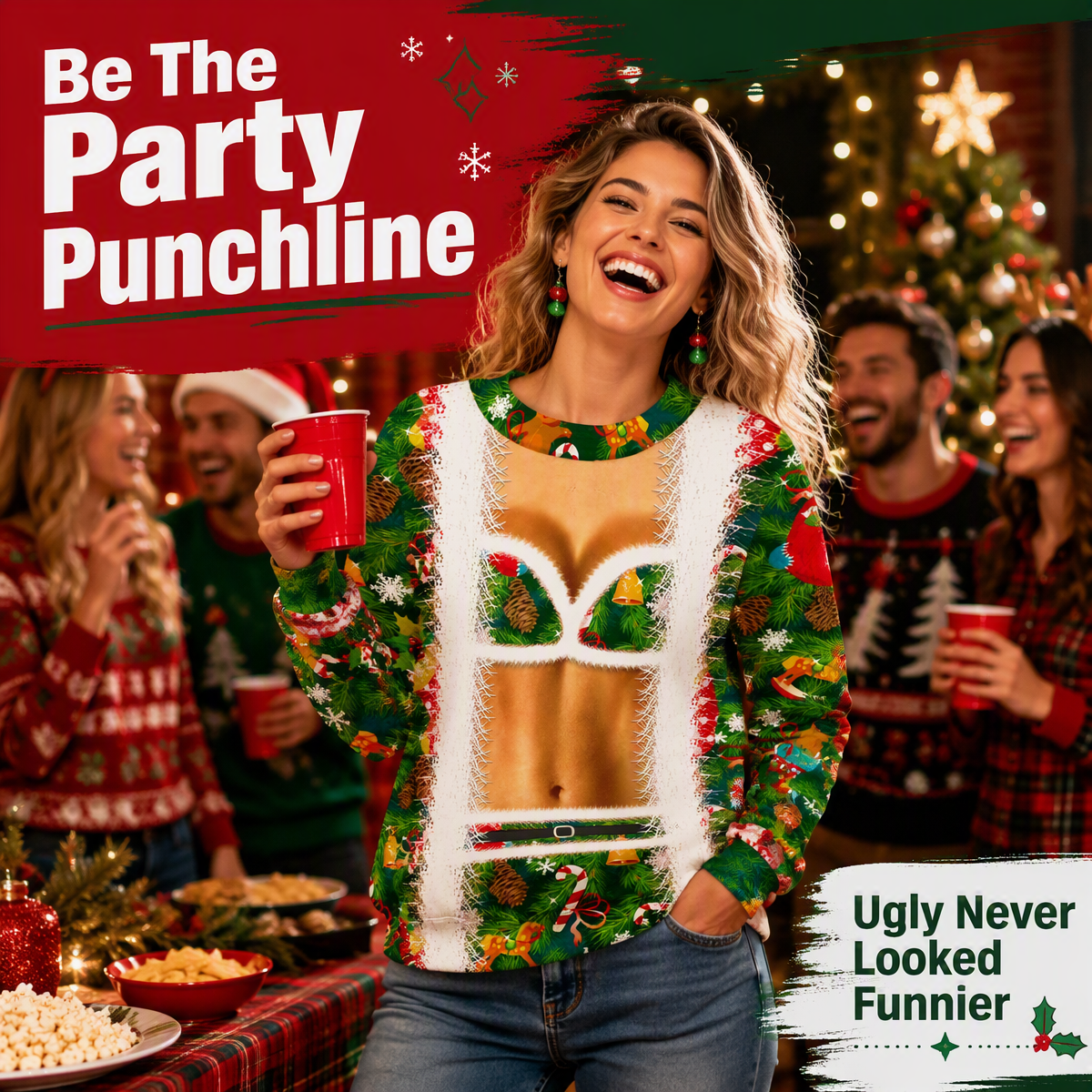 Funny Christmas Sweatshirt - Unisex Crew Neck Long Sleeve Holiday Gift - MyPhotoSocksAu