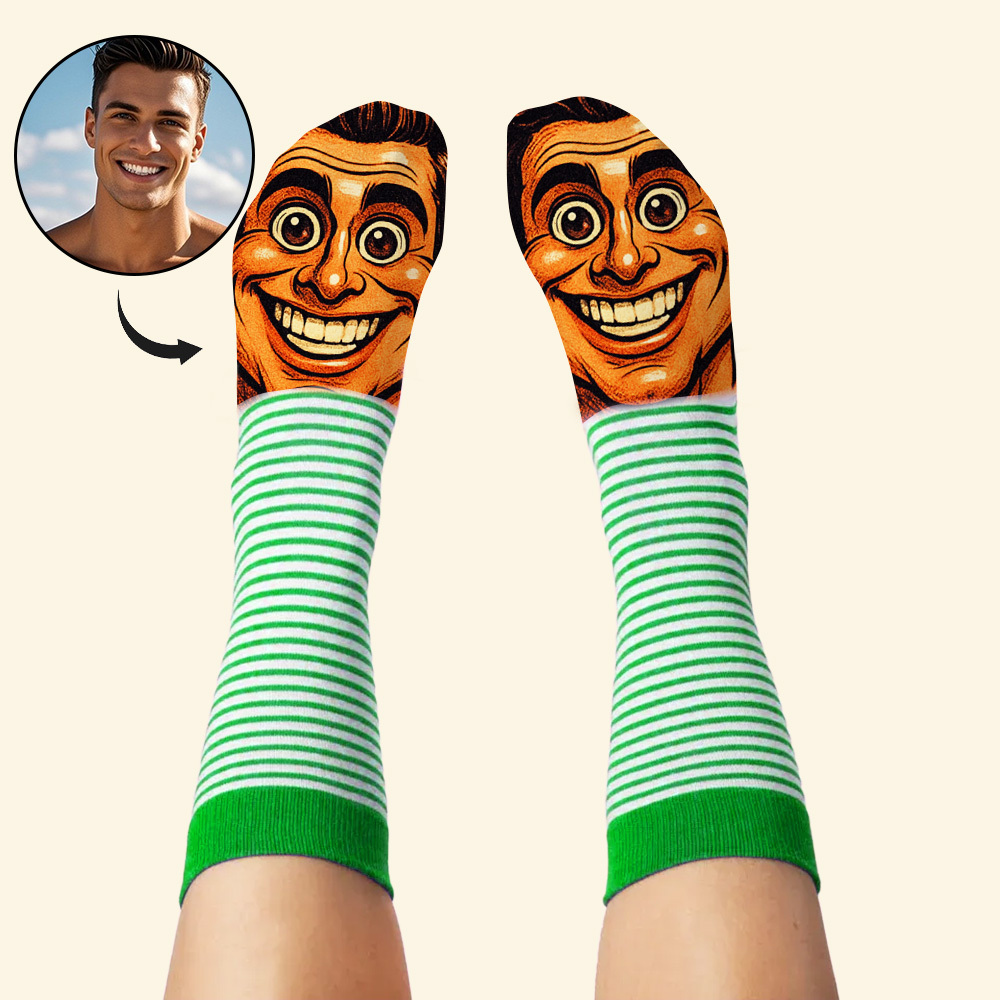 Custom Face Funny Socks Cartoon Style Photo Gifts for Him Her - MyPhotoSocksAu