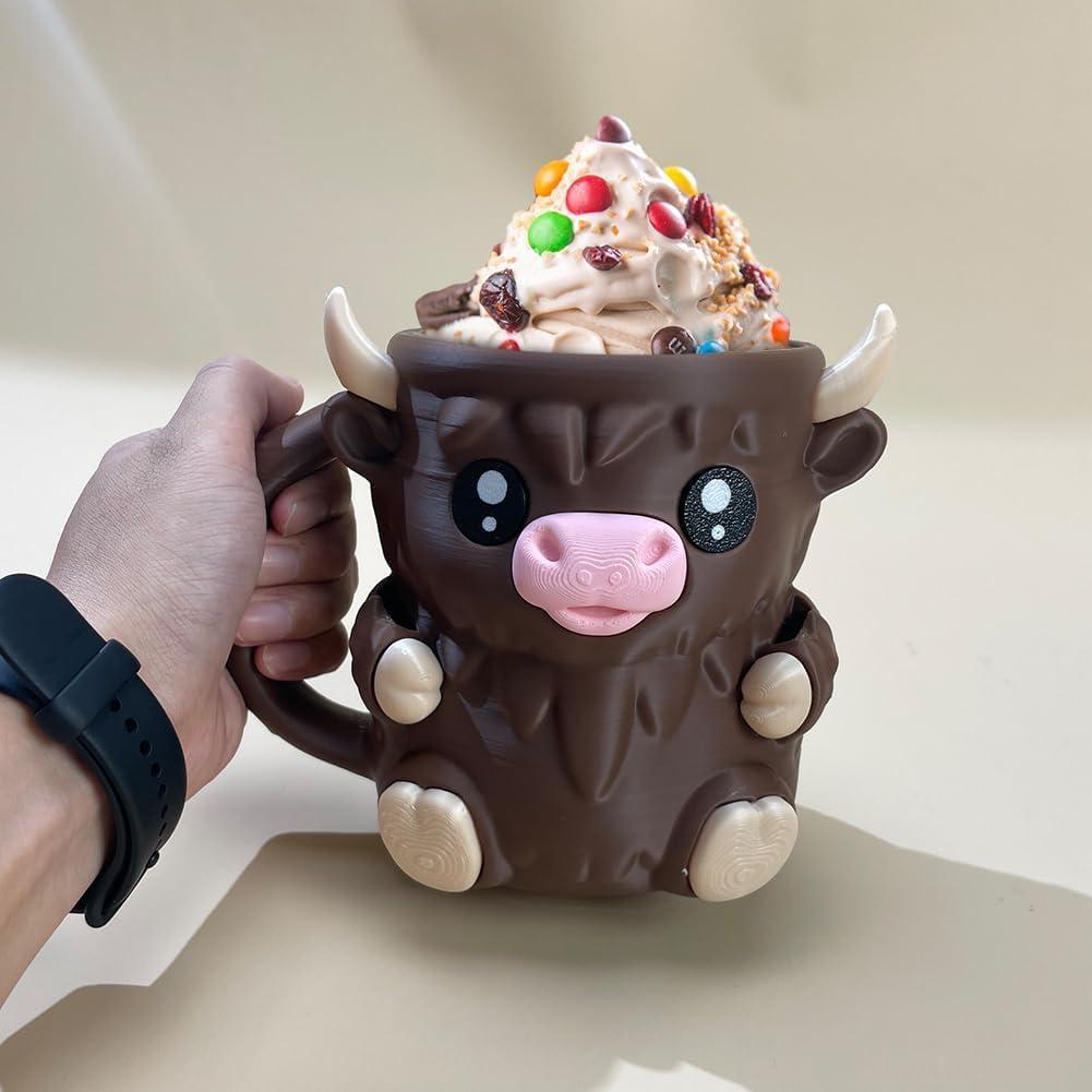 Christmas Gifts Cute Cow Style Ice Cream Pint Holder with Handle and Spoon – Reusable Antifreeze Cooler Sleeve for Ice Cream, Drinks, and Desserts Funny Cow Gifts for Ice Cream Lovers - MyPhotoSocksAu