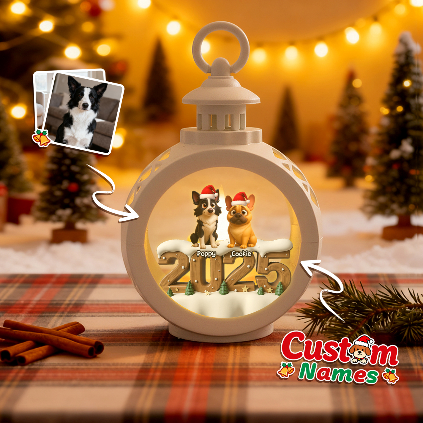 Custom 2025 Christmas Lantern Beside You Anime Photos Personalized Christmas Gifts for Pet Lovers - MyPhotoSocksAu