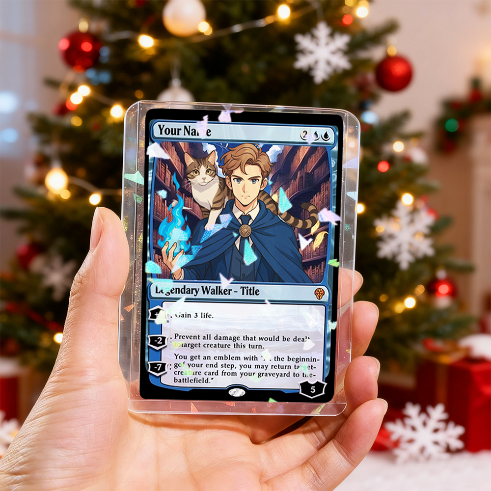 Custom MTG Style Hologram Acrylic Card Personalized Magic Style Christmas Gift Funny Cartoon Christmas Gift for Him or Her - MyPhotoSocksAu