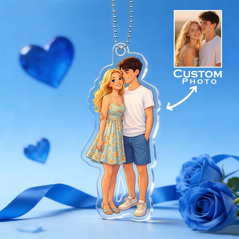 Valentine's Day Gifts Custom Anime Photo Keychain Personalized Acrylic Cartoon Keychain Photo Bag Charm Unique Keepsake Gift For Lover Girlfriend - MyPhotoSocksAu