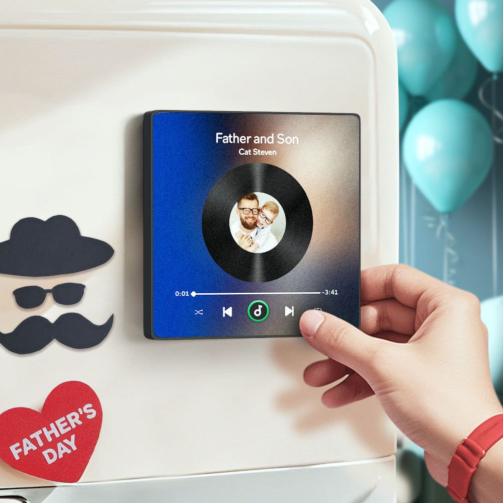 Father's Day Custom Music Fridge Magnet Gift Colorful Frame Album Fridge Magnet Music Wall Photo Sticker Music Movement That Can Be Played Gift - MyPhotoSocksAu