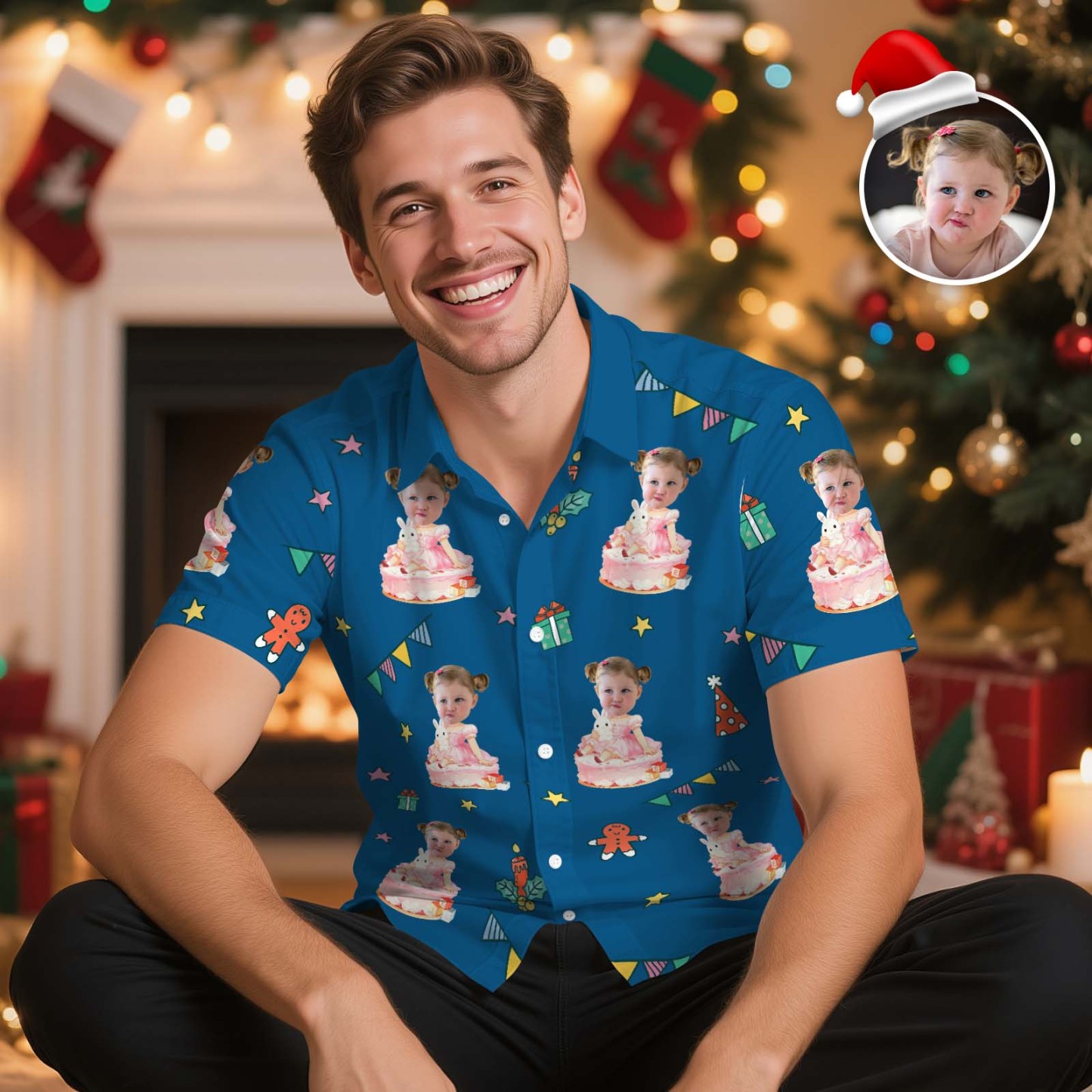 Custom Birthday Christmas Shirt Merry Christmas Multi-face Hawaiian Shirt  Gift for Family Xmas Gift - MyPhotoSocksAu