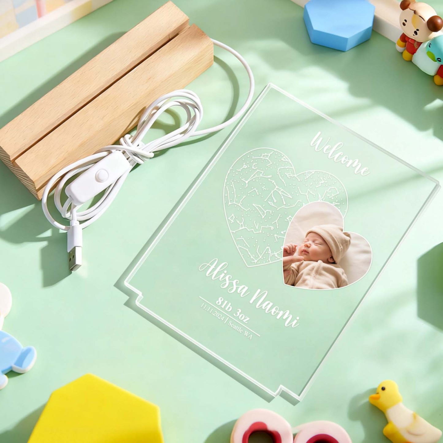 Custom Moon & Constellation Acrylic Lamp – Romantic Valentine Gift for Him or Her - MyPhotoSocksAu