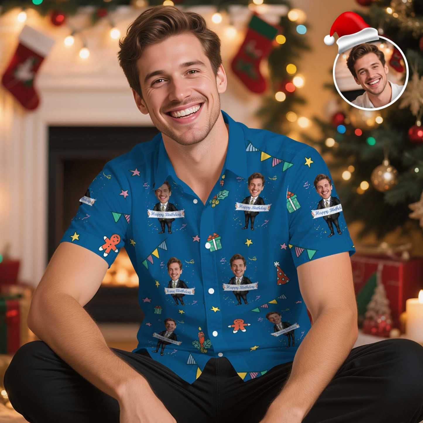 Custom Birthday Christmas Shirt Merry Christmas Multi-face Hawaiian Shirt  Gift for Family Friends Xmas Gift - MyPhotoSocksAu