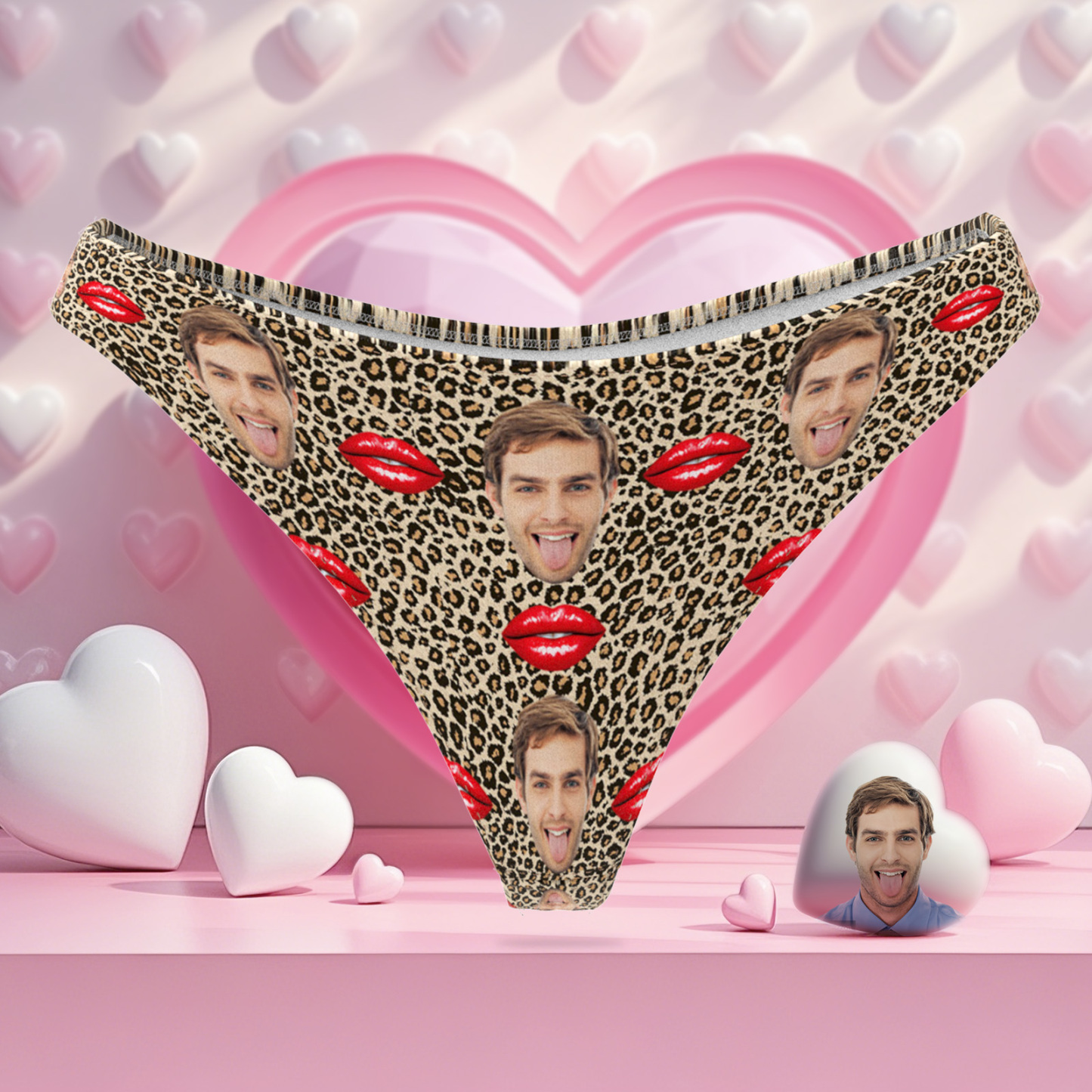 Valentine's Gift Custom Face Thong Lips Heart Custom Thong Gift for Her - MyPhotoSocksAu