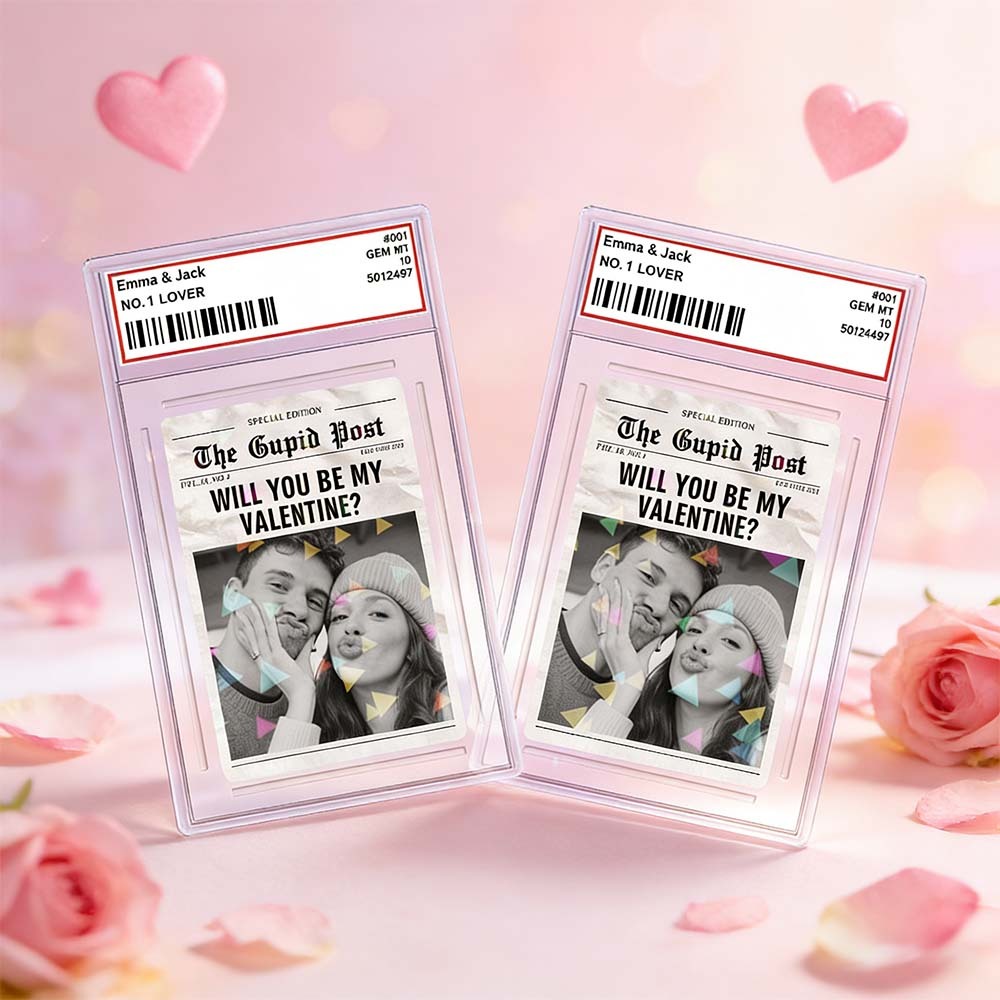 Custom Couple Card Romantic Valentine Gift for Couple Unique Collectible Keepsake Will You Be My Valentine Newspaper Template - MyPhotoSocksAu