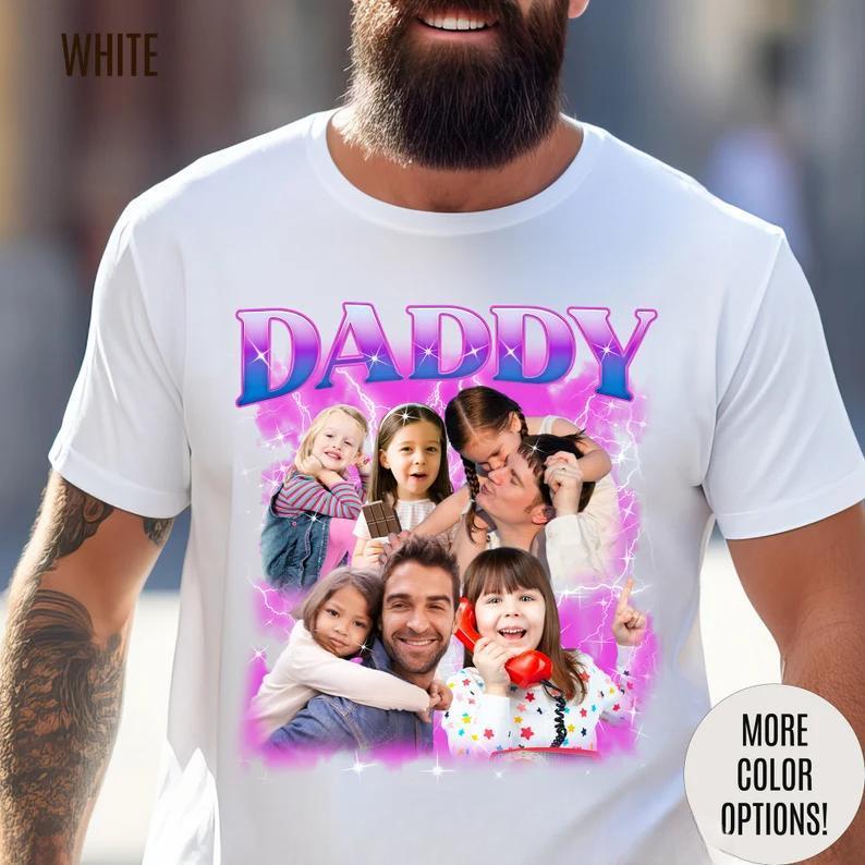 Custom Bootleg Rap Daddy Tee, Custom Photo Daddy Shirt, Dad Shirt With Kid Face Photos, Custom Father's Day Gift Personalized Father - MyPhotoSocksAu