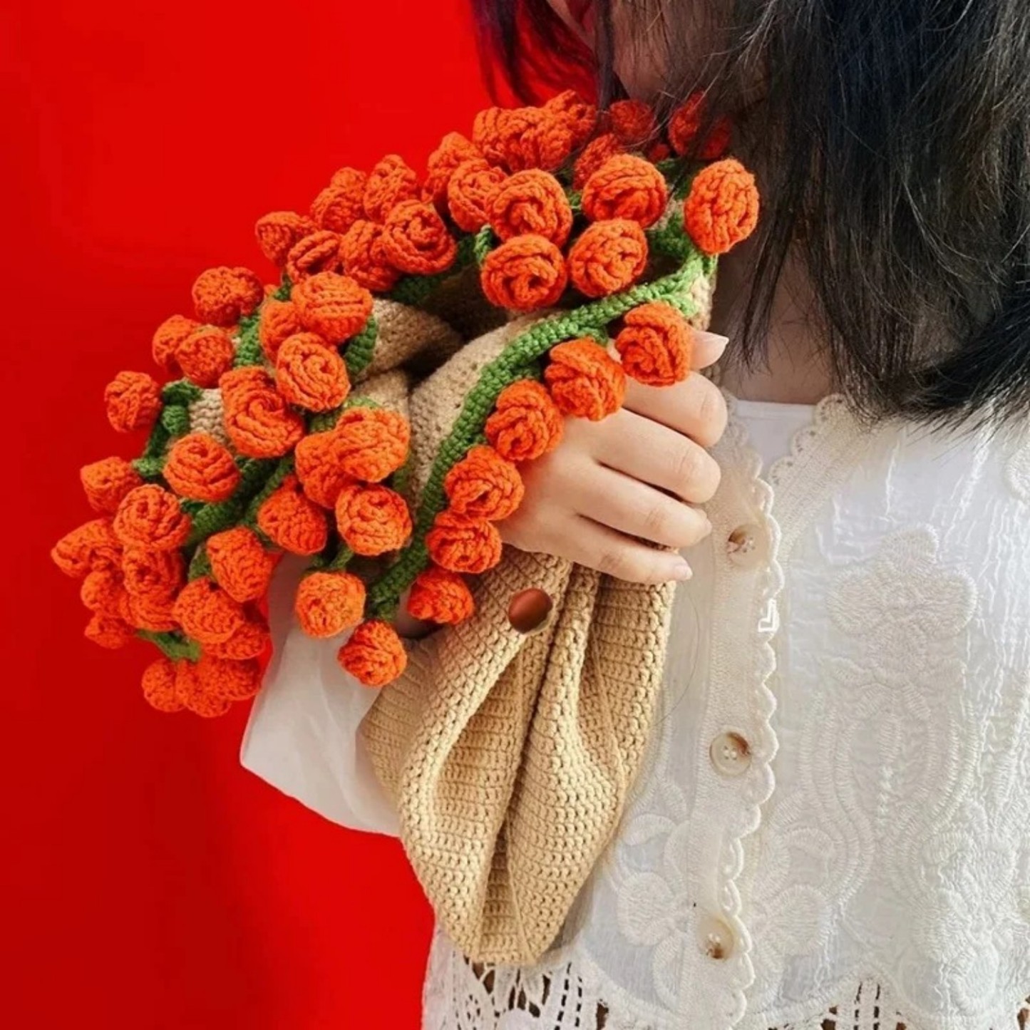 Hand-Knitted Rose Blanket DIY Kit & Ready-Made Gift for Mother's Day Valentine's Day - MyPhotoSocksAu
