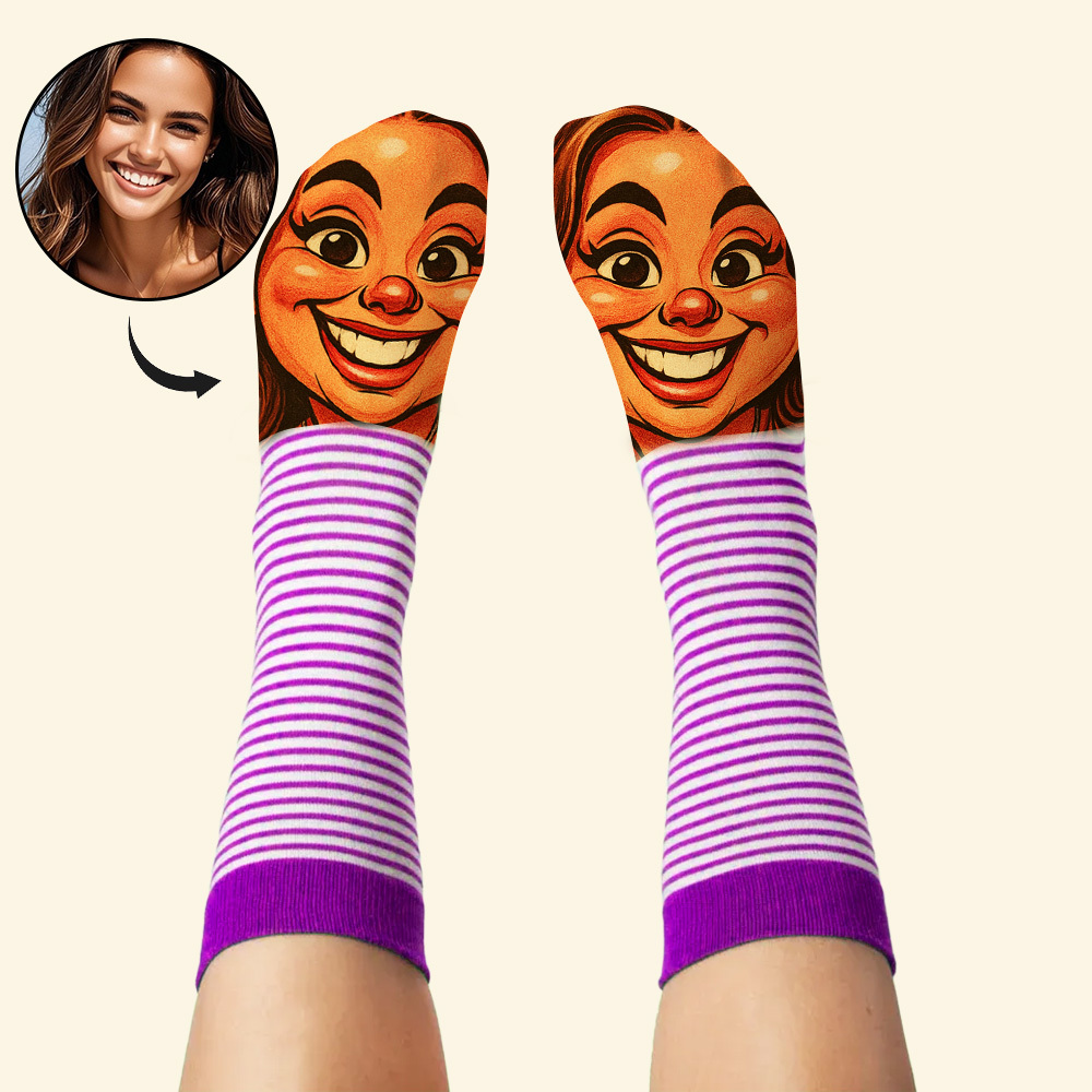Custom Face Funny Socks Cartoon Style Photo Gifts for Him Her - MyPhotoSocksAu