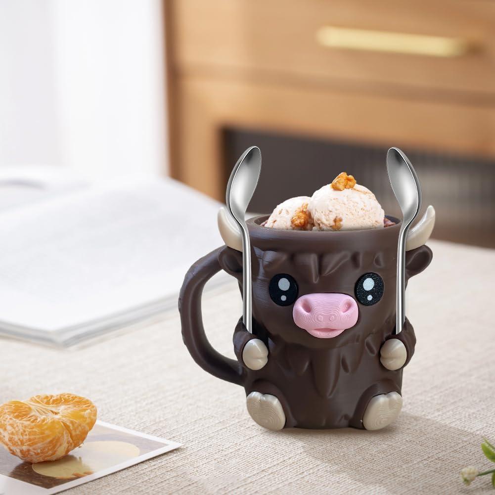 Christmas Gifts Cute Cow Style Ice Cream Pint Holder with Handle and Spoon – Reusable Antifreeze Cooler Sleeve for Ice Cream, Drinks, and Desserts – Funny Cow Gifts for Ice Cream Lovers - MyPhotoSocksAu