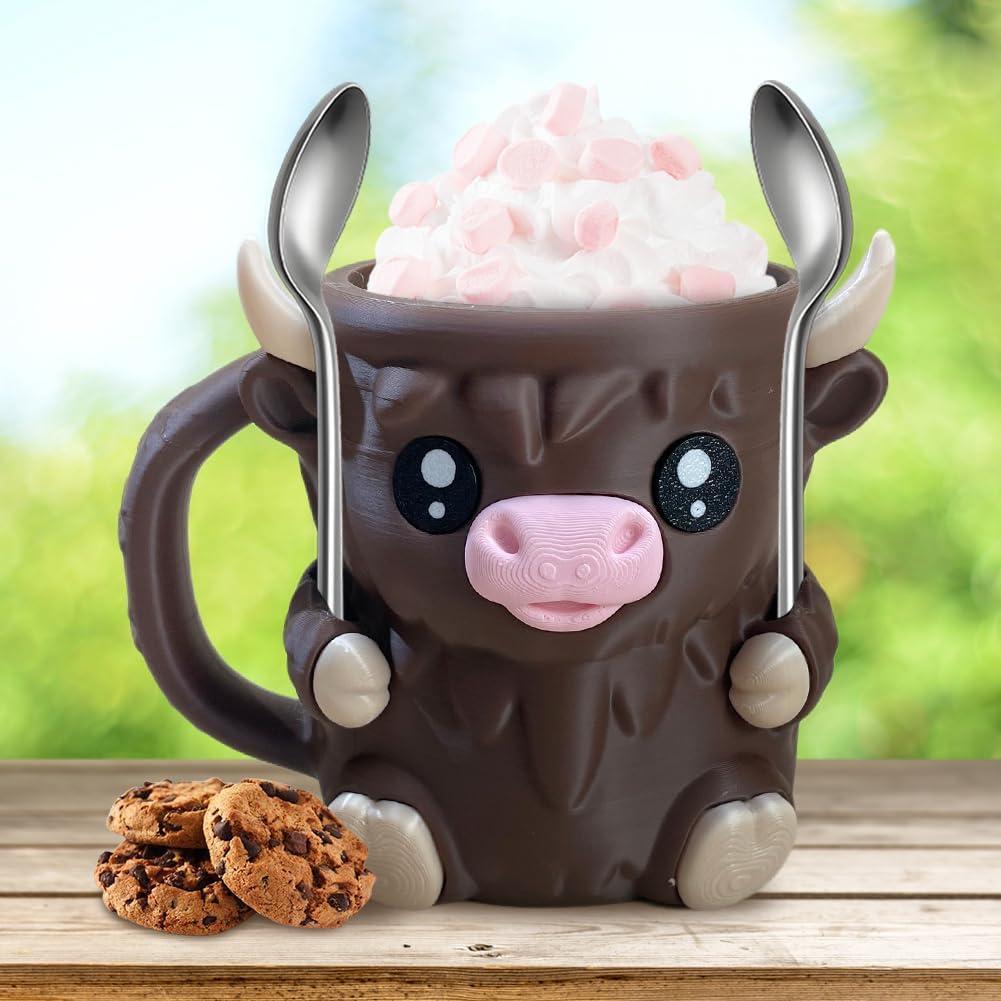 Christmas Gifts Cute Cow Style Ice Cream Pint Holder with Handle and Spoon – Reusable Antifreeze Cooler Sleeve for Ice Cream, Drinks, and Desserts Funny Cow Gifts for Ice Cream Lovers - MyPhotoSocksAu