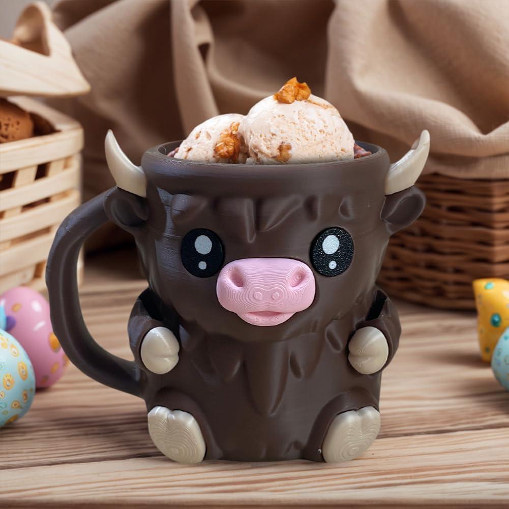 Christmas Gifts Cute Cow Style Ice Cream Pint Holder with Handle and Spoon – Reusable Antifreeze Cooler Sleeve for Ice Cream, Drinks, and Desserts Funny Cow Gifts for Ice Cream Lovers - MyPhotoSocksAu