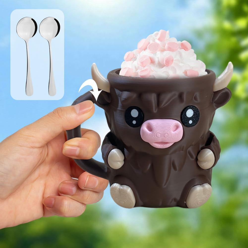 Christmas Gifts Cute Cow Style Ice Cream Pint Holder with Handle and Spoon – Reusable Antifreeze Cooler Sleeve for Ice Cream, Drinks, and Desserts Funny Cow Gifts for Ice Cream Lovers - MyPhotoSocksAu