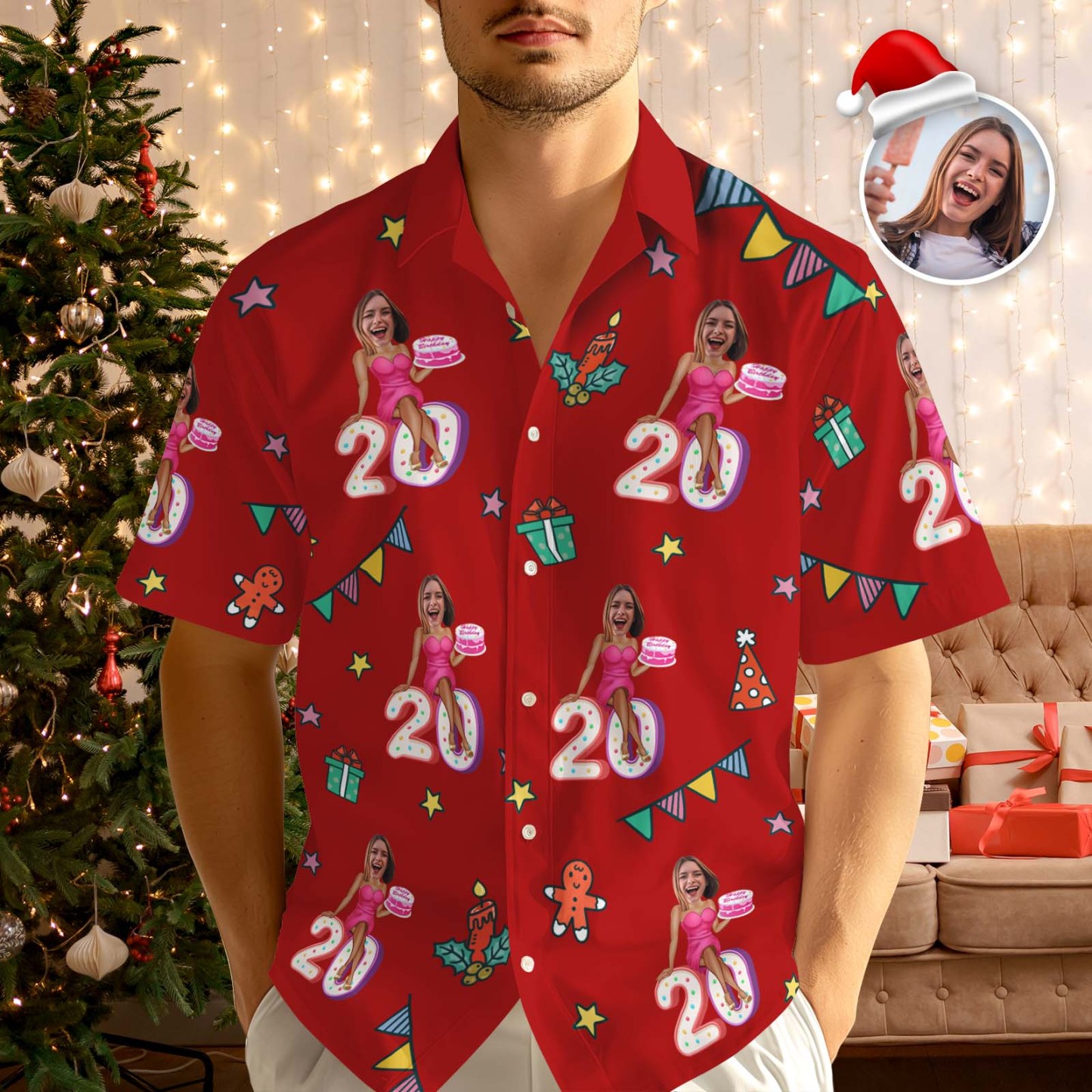 Custom Birthday Christmas Shirt Merry Christmas Multi-face Hawaiian Shirt  Gift for Family Friends Xmas Gift - MyPhotoSocksAu