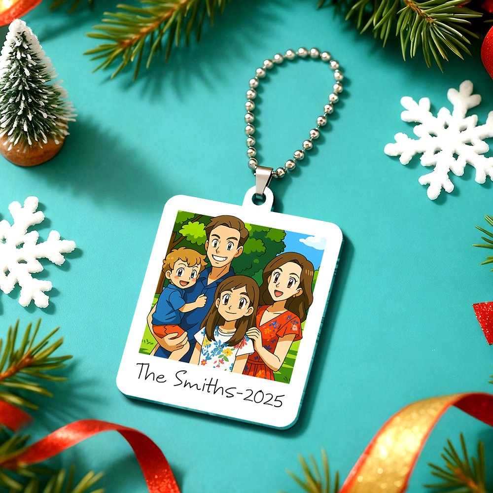 Christmas Gifts Custom Acrylic Car Ornament Bag Chrams Custom Shaped Gift For Dad Mom - MyPhotoSocksAu