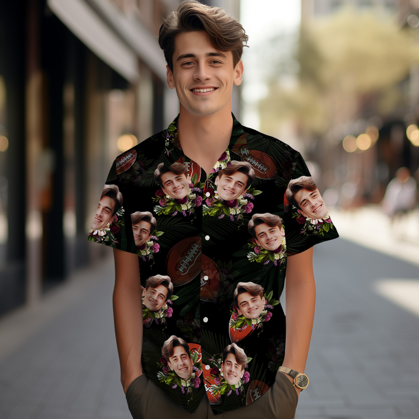 Custom Trumpet Men Hawaiian Shirts Vintage Element Face Hawaiian Shirt For Men Aloha Shirt Gift - MyPhotoSocksAu