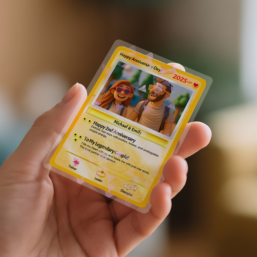 Personalized Cartoon Style Couple Card Personalized Poke Card for Anniversary Gift Birthday Keepsake for Girlfriend or Boyfriend - MyPhotoSocksAu