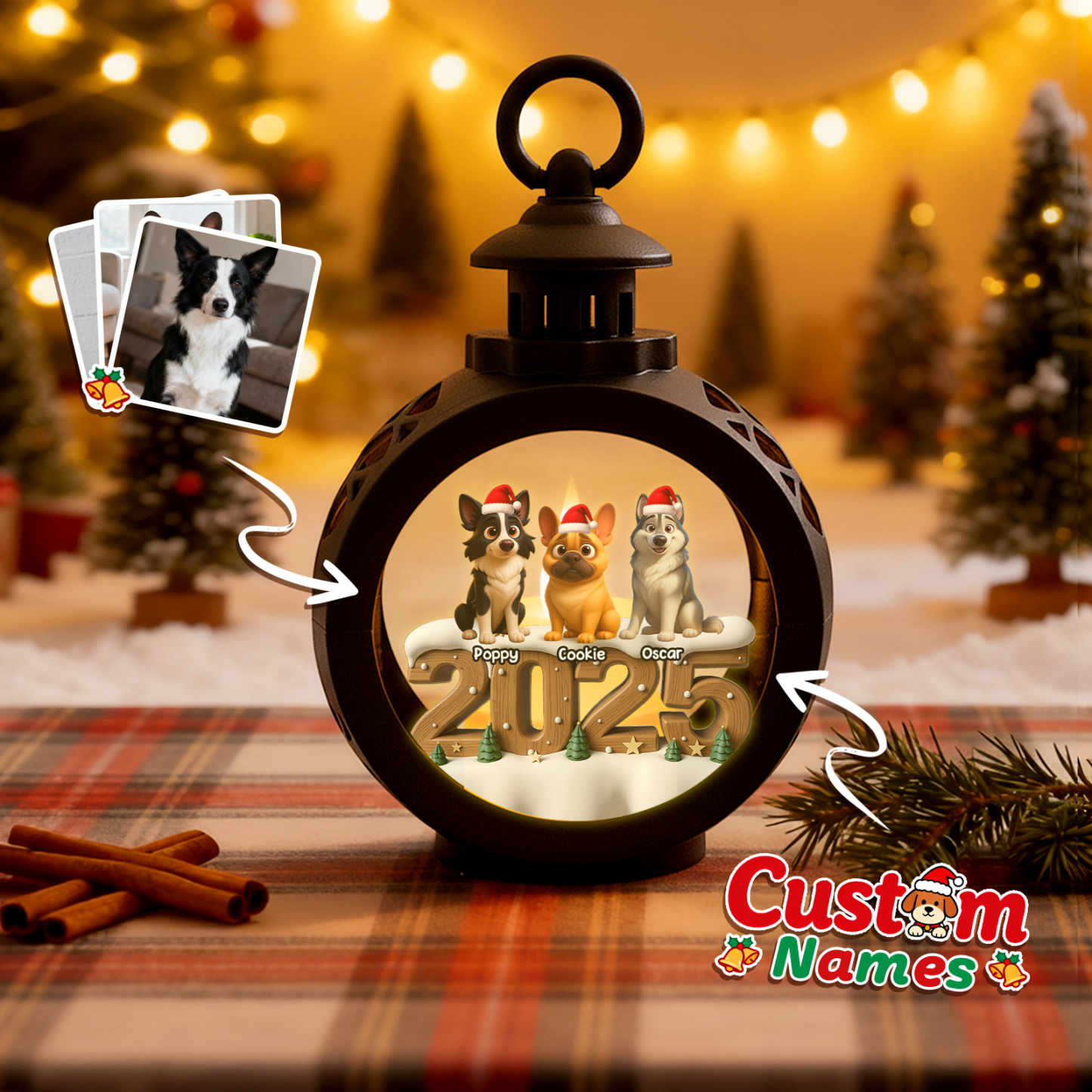 Custom 2025 Christmas Lantern Beside You Anime Photos Personalized Christmas Gifts for Pet Lovers - MyPhotoSocksAu