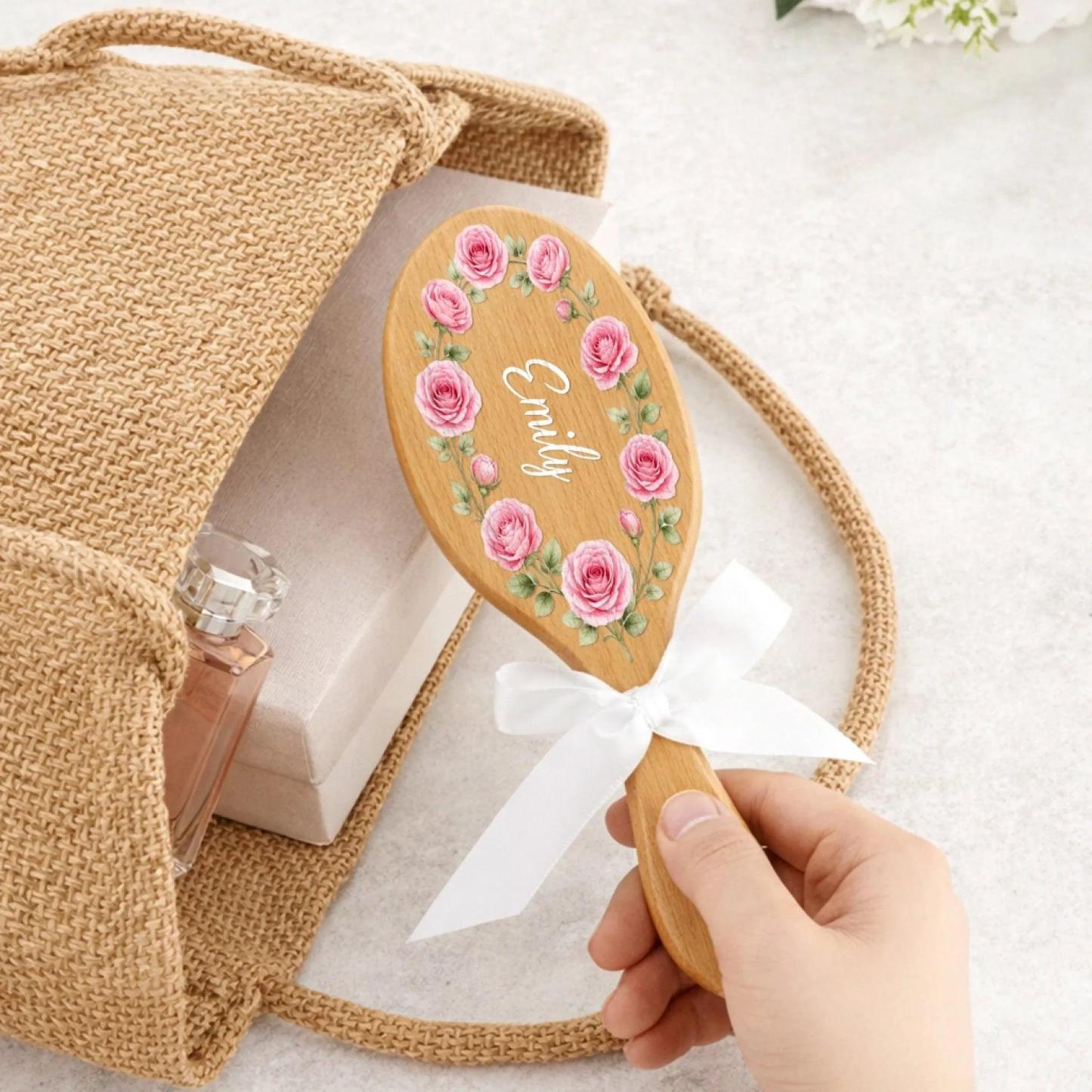 Custom Birth Month Flower Hair Brush - Personalized Thank You Graduation Birthday Gifts For Her, Friends, Sisters, Daughters, Mother, Bridesmaid - Besties Always Stick Together - MyPhotoSocksAu