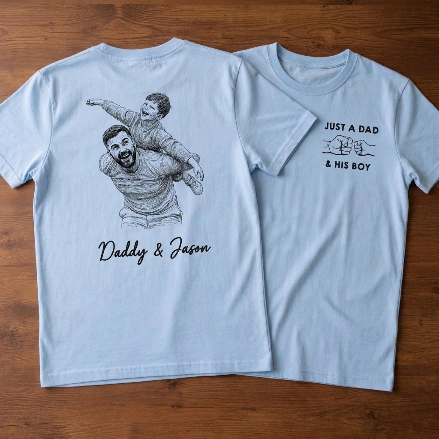 Custom Photo Unisex T-shirt - Personalized Father's Day Birthday Gifts For Dad, Grandpa - Forever My Hero - MyPhotoSocksAu