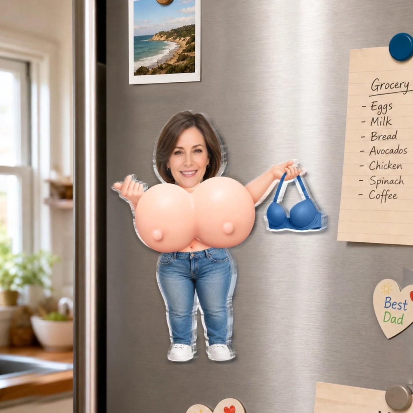 Naughty Gift For Him, Funny Anniversary Gift Upload Face - Personalized Fridge Magnet - MyPhotoSocksAu
